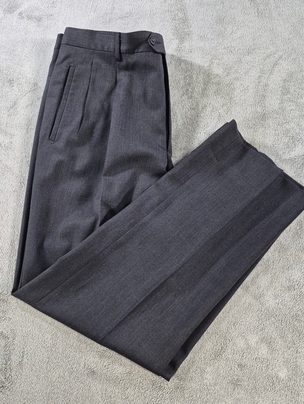 Men's Tailored Dress Pants — Dark Charcoal Gray Super 120s 100% Wool Made Italy